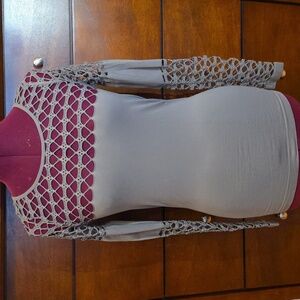 Verius Active Athletic Long Sleeve Tee, Grey w/ Mesh, Size M